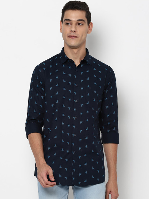 

Allen Solly Men Navy Blue Slim Fit Printed Casual Shirt