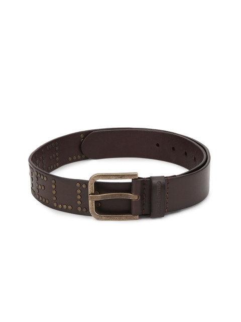

Royal Enfield Men Brown Textured Leather Belt