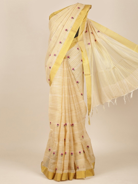 

Pothys Brown & Gold-Toned Checked Zari Pure Cotton Saree