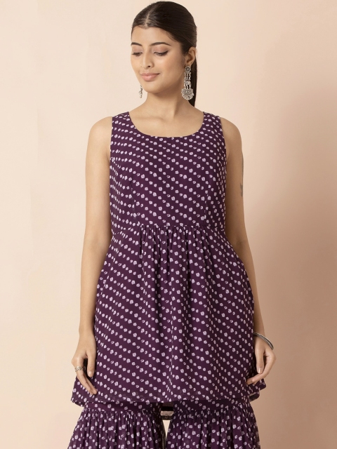 

INDYA Women Purple Geometric Printed Kurta