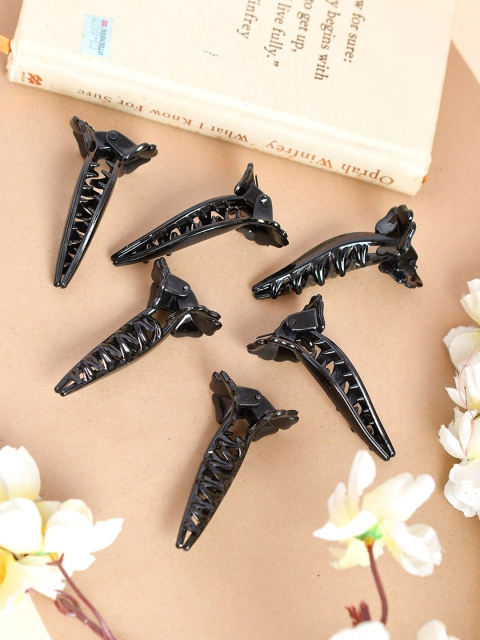 

Silvermerc Designs Women Black Set Of 6 Banana Claw Clip