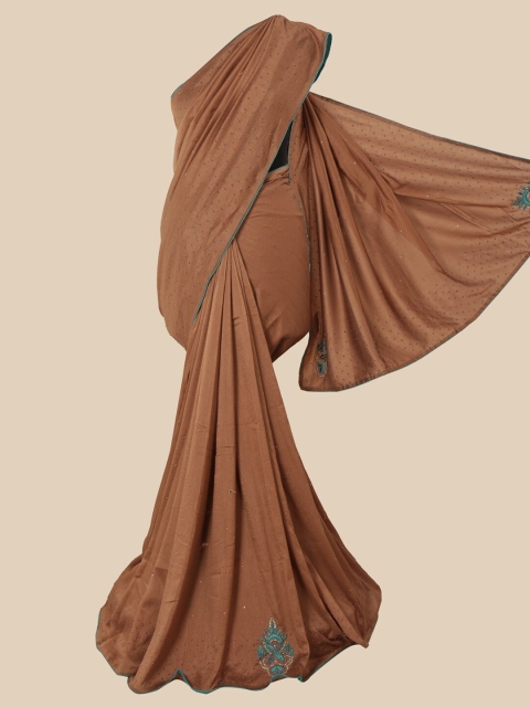 

Pothys Brown & Teal Floral Art Silk Saree