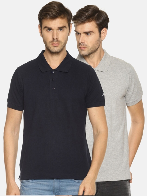 

OBOW Men Grey Pack of 2 Polo Collar T-shirt