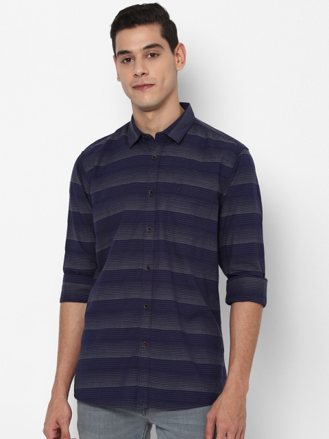 

Solly Jeans Co Men Navy Blue Horizontal Stripes Striped Casual Shirt