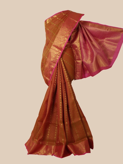 

Pothys Rust Ethnic Motifs Zari Pure Silk Kanjeevaram Saree