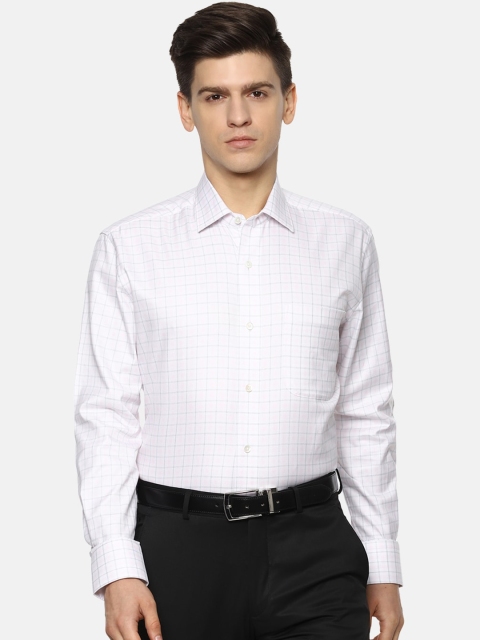 

Luxure by Louis Philippe Men White Grid Tattersall Checks Checked Formal Shirt