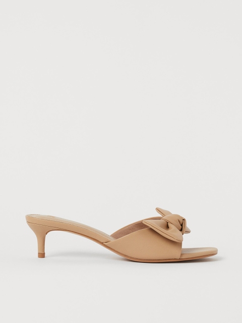 

H&M Women Beige Solid Mules