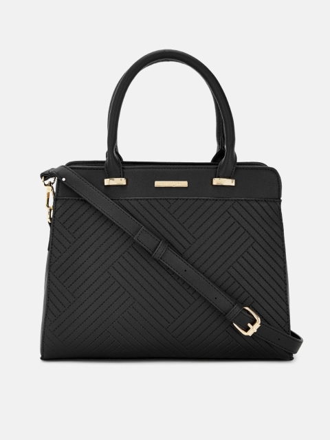 

Forever Glam by Pantaloons Black Textured Leather Structured Handheld Bag