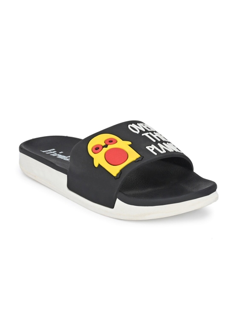 HIROLAS Women Black & White Rubber Sliders