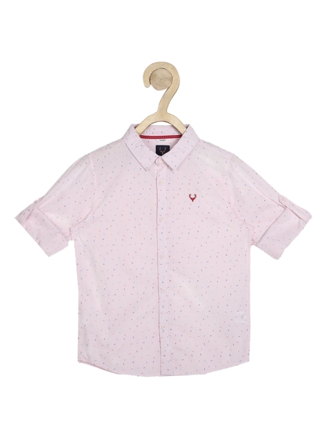 

Allen Solly Junior Boys Pink Slim Fit Printed Cotton Casual Shirt