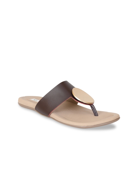 

Zyla Women Brown T-Strap Flats