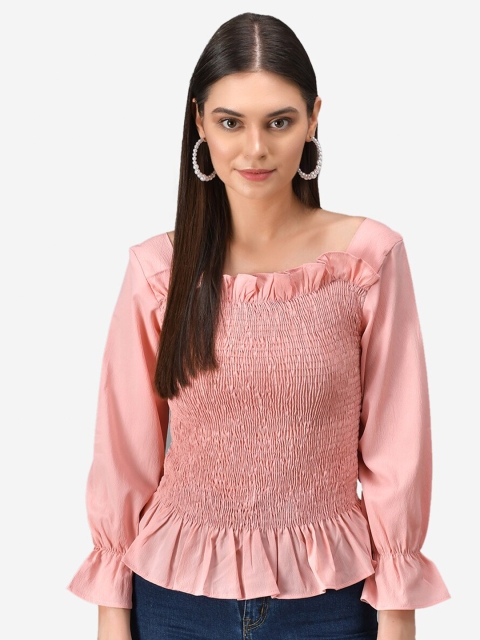 

Darzi Pink Off-Shoulder Crepe Bardot Top