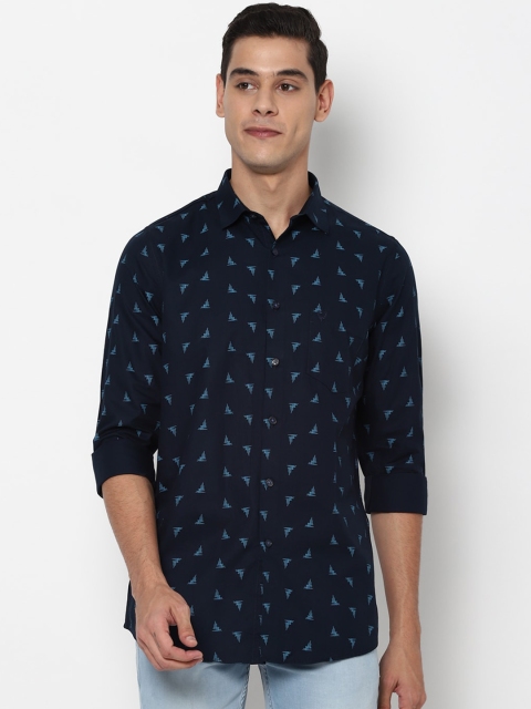 

Allen Solly Men Navy Blue Slim Fit Printed Casual Shirt