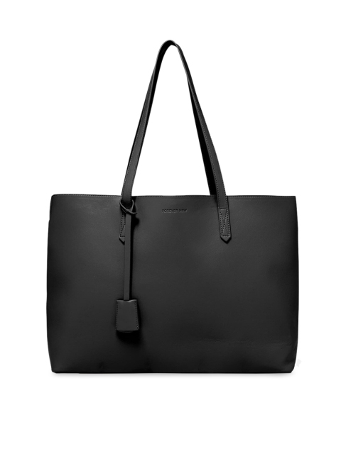 

Forever New Black PU Oversized Structured Tote Bag with Tasselled