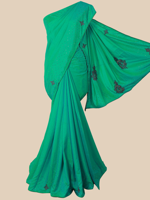 

Pothys Sea Green & Grey Floral Art Silk Saree