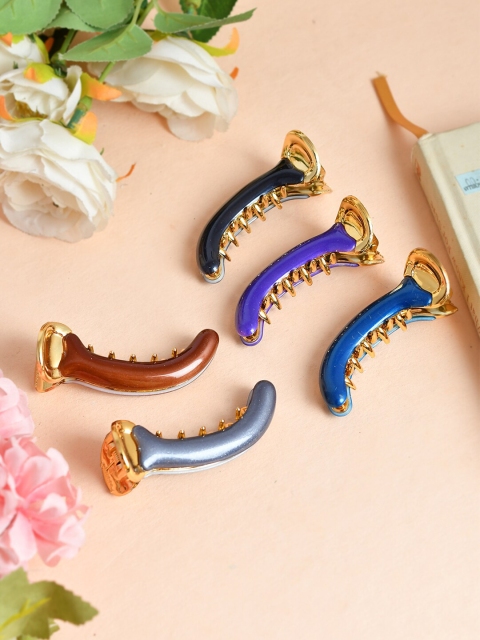 

Silvermerc Designs Women Set of 5 Embellished Claw Clip, Gold