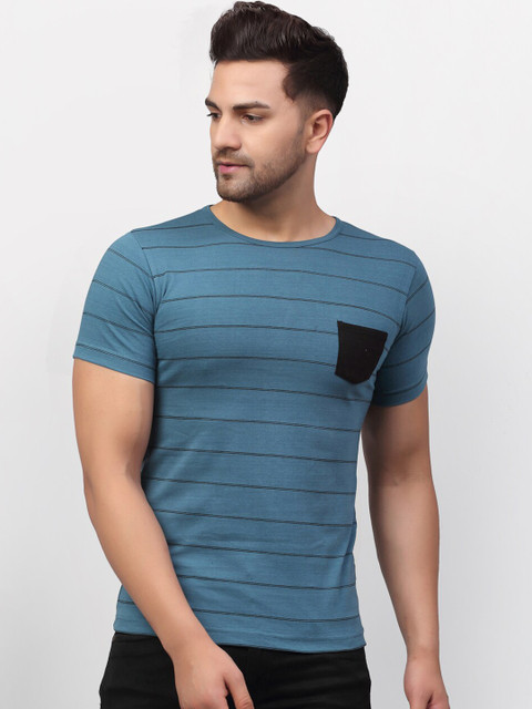 

Rigo Men Blue Striped Slim Fit T-shirt