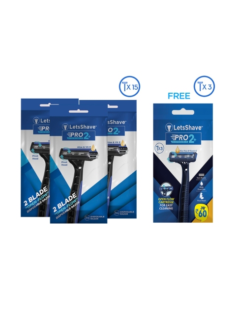 

LetsShave Twin Blade Disposable Shaving Razor, Black