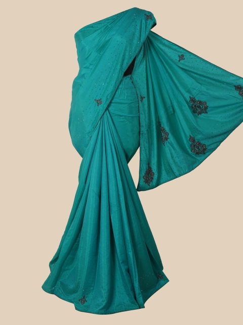 

Pothys Teal Floral Art Silk Saree