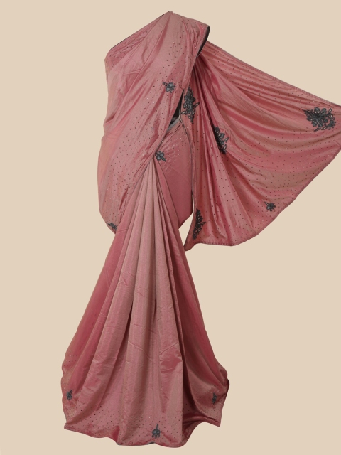 

Pothys Pink & Black Embellished Art Silk Saree