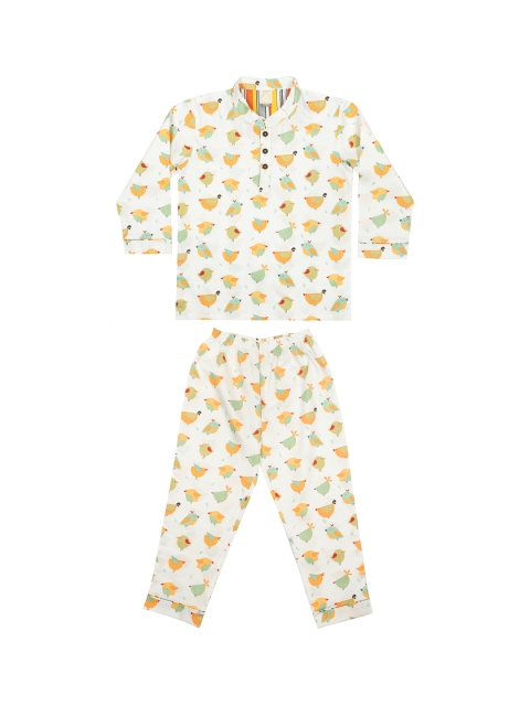 

CASA DE NEE NEE Boys White & Yellow Printed Night Suit