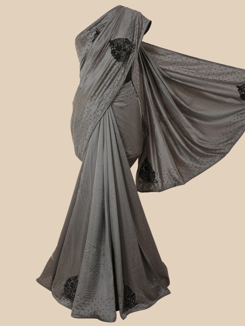 

Pothys Grey & Black Floral Art Silk Saree