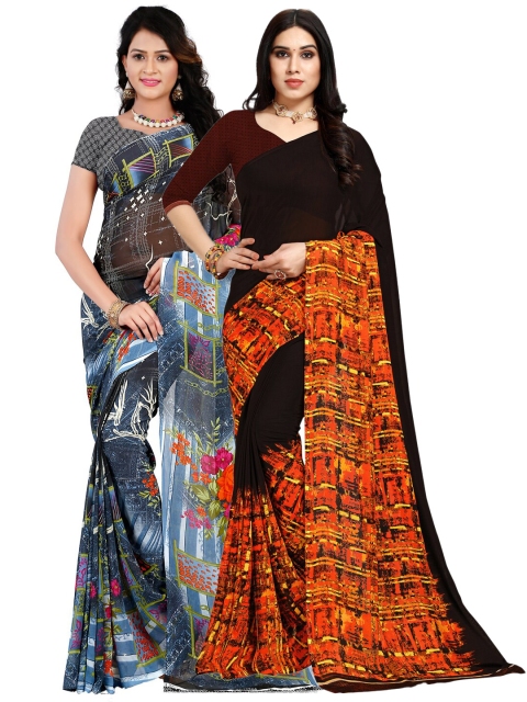 

KALINI Pack Of 2 Blue & Black Printed Saree
