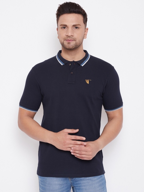 

HARBORNBAY Men Navy Blue Polo Collar T-shirt