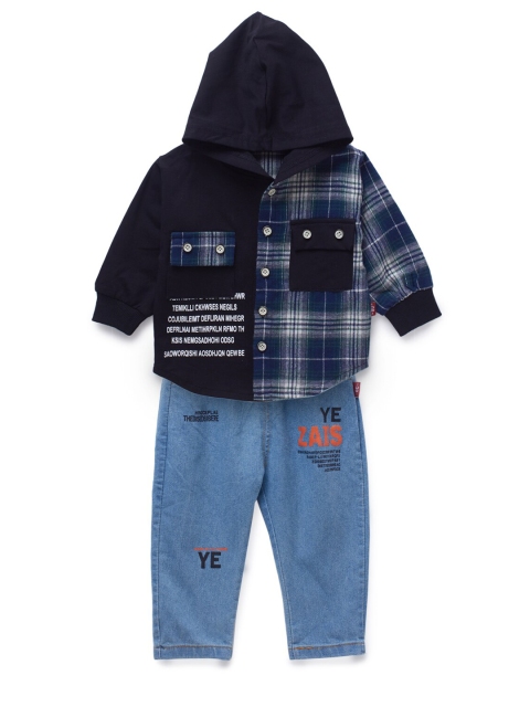 

Like A Boss Boys Blue & White Checked Shirt with Trousers
