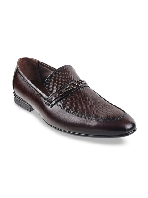 

Metro Men Maroon Textured Leather Formal Loafers