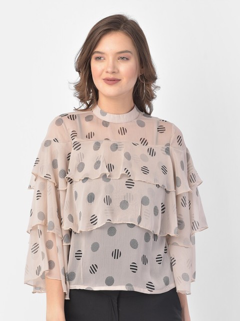 

Eavan Women Beige Chiffon Printed Layered Top