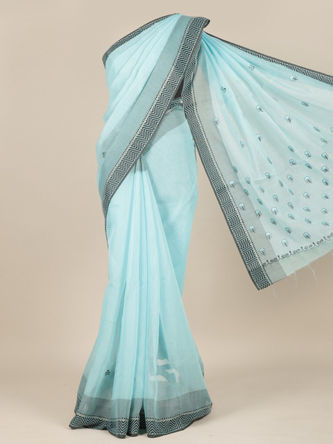 

Pothys Blue & Black Pure Cotton Saree