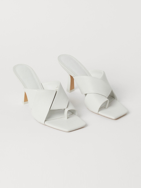 

H&M Women White Solid Mules