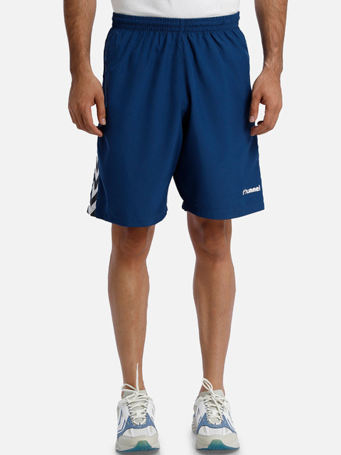 

hummel Men Blue Mid-Rise Sports Shorts