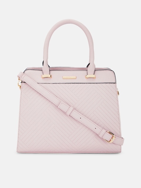 

Forever Glam by Pantaloons Pink Textured Leather Structured Handheld Bag