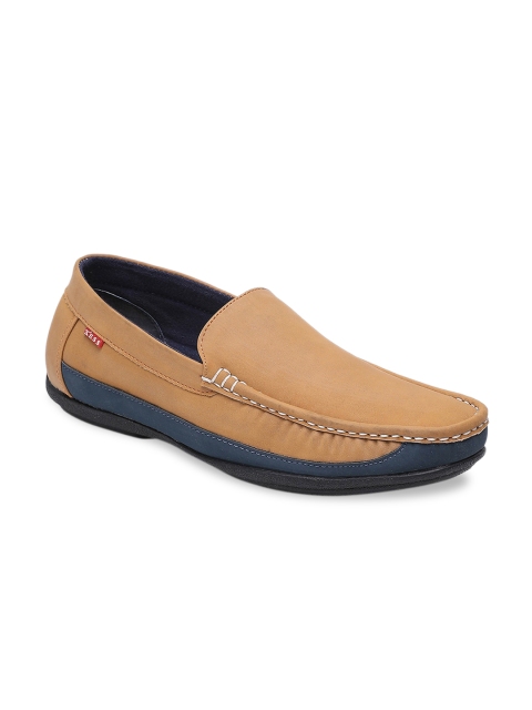 

XESS By iD Men Tan Colourblocked Patent Leather Loafers