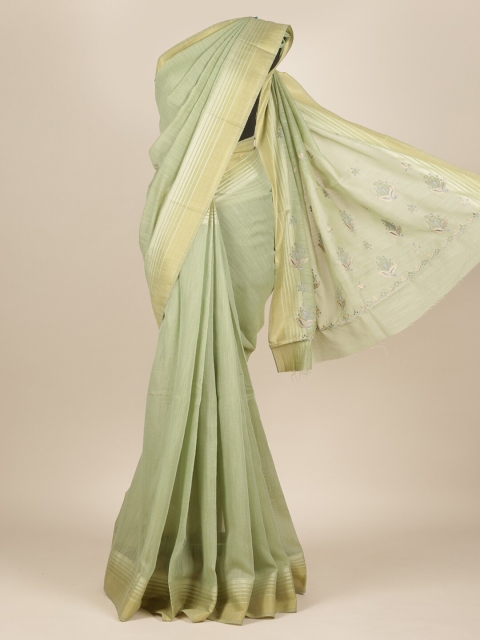 

Pothys Green & Gold-Toned Pure Cotton Saree