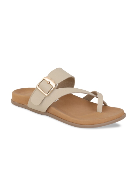 

Zyla Women Cream One Toe Flats with Buckles