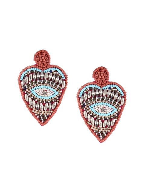 

Adwitiya Collection Red & Blue Contemporary Drop Earrings