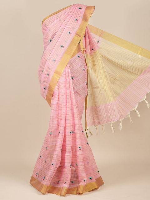 

Pothys Pink Floral Embroidered Pure Cotton Saree