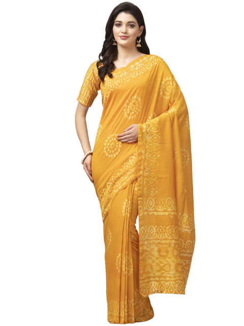 

KALINI Yellow & White Ethnic Motifs Saree