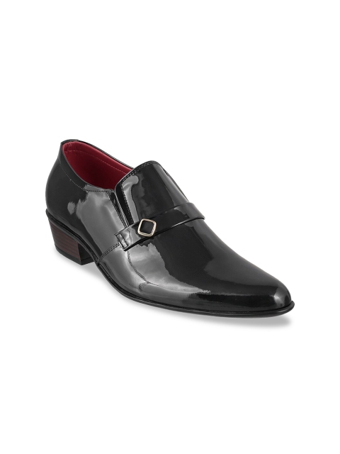

Metro Men Black Solid Leather Formal Slip On Shoes
