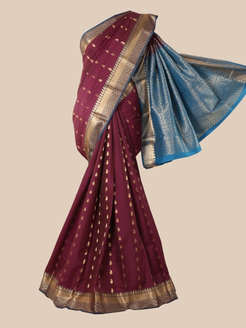 

Pothys Purple & Gold Woven Design Zari Pure Silk Kanjeevaram Saree