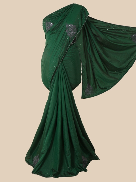 

Pothys Green & Brown Embellished Beads and Stones Art Silk Saree