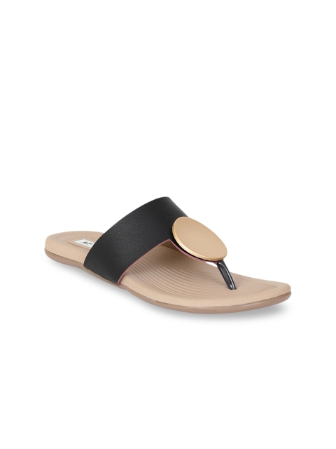 

Zyla Women Black Embellished T-Strap Flats