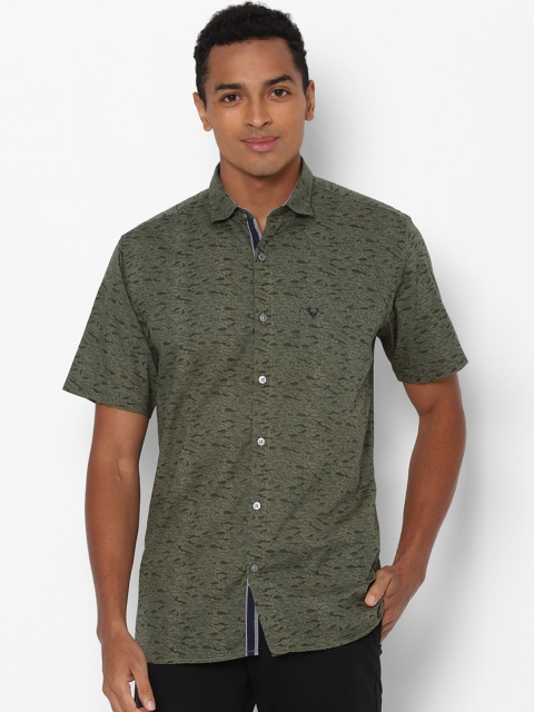 

Allen Solly Men Olive Slim Fit Printed Cotton Casual Shirt