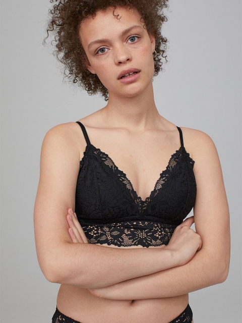 

H&M Women Black Padded Lace Bra 0957109001