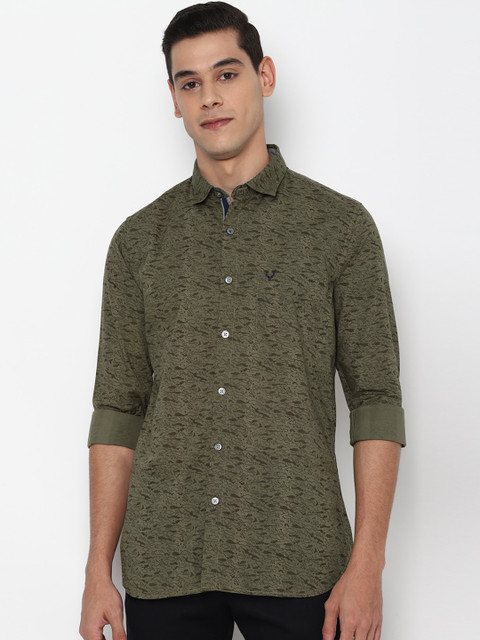 

Allen Solly Men Olive Printed Slim Fit Cotton Casual Shirt