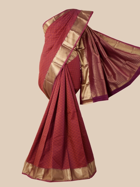 

Pothys Magenta & Gold Woven Design Pure Silk Kanjeevaram Saree