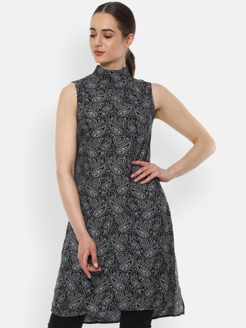 

Van Heusen Woman Black & White Viscose Rayon High Neck Tunic